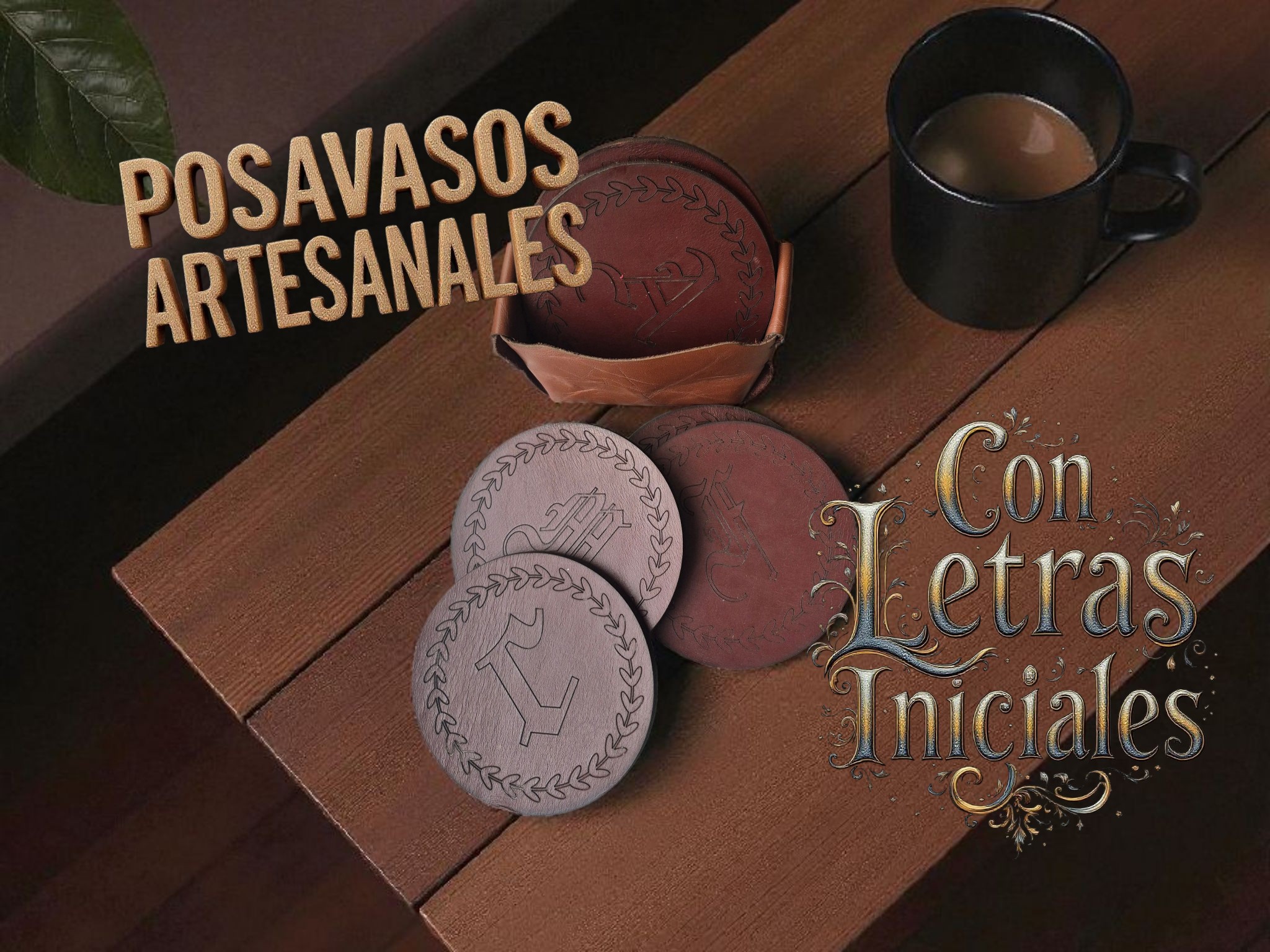 posavasos de cuero personalizados